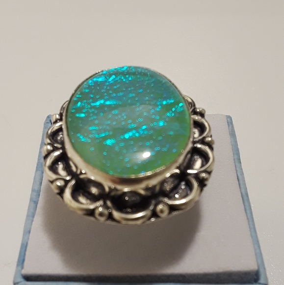 925 Silver Australian triple opal ring size 6 - Picture 2 of 4